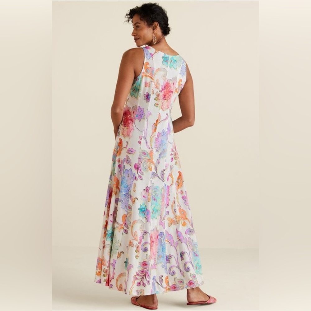 Soft Surroundings Flourish Watercolor Floral Maxi Dress Size L Large - Picture 4 of 16